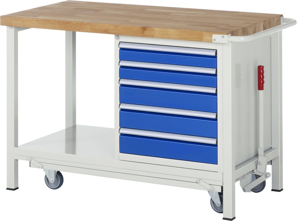 Produktbild RAU Werkbank mit absenkbarem Fahrgestell Modell 8171 B1250 x T700 x H880 mm