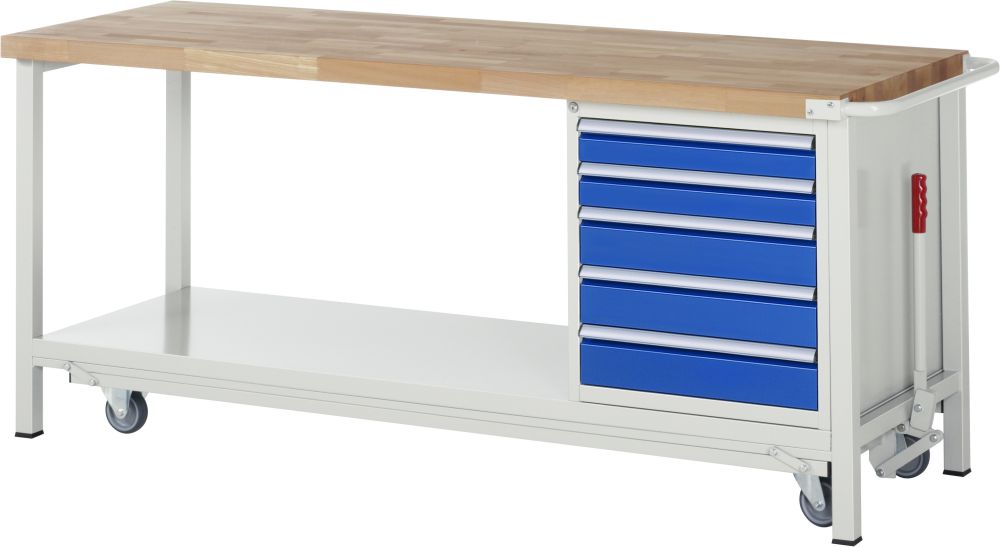 Produktbild RAU Werkbank mit absenkbarem Fahrgestell Modell 8171 B2000 x T700 x H880 mm