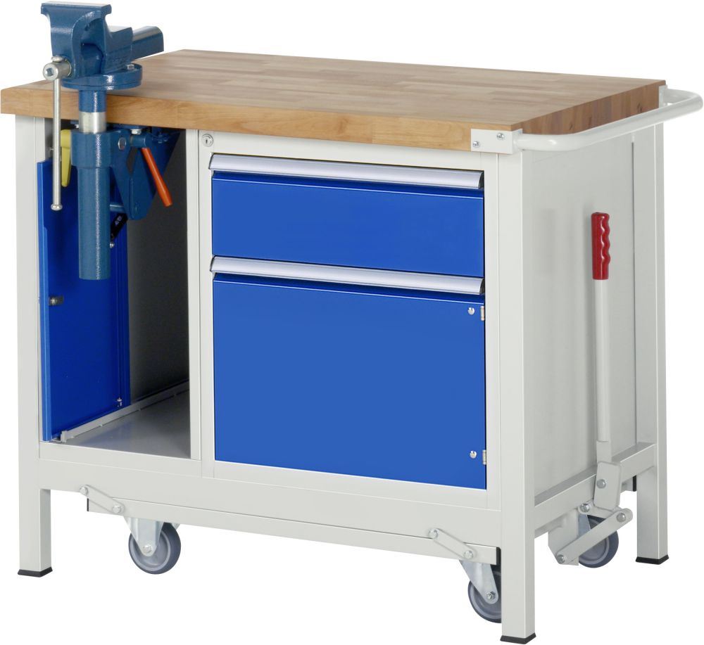 Produktbild RAU Werkbank mit absenkbarem Fahrgestell Modell 8181 B1000 x T700 x H880 mm