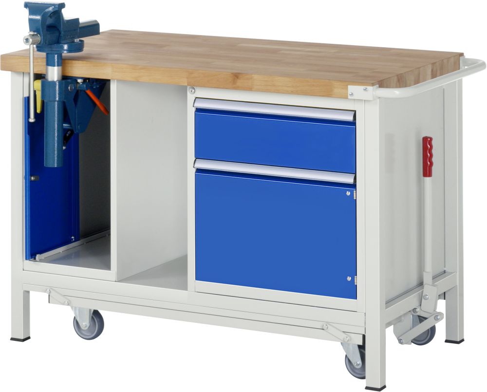 Produktbild RAU Werkbank mit absenkbarem Fahrgestell Modell 8181 B1250 x T700 x H880 mm
