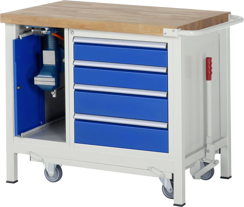 Produktbild RAU Werkbank mit absenkbarem Fahrgestell Modell 8185 B 1250 mm x T 700 mm x H 880 mm bild 3