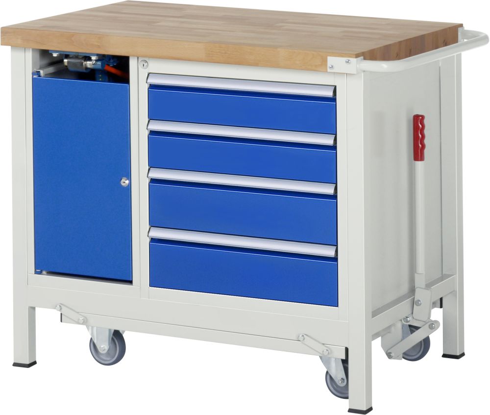 Produktbild RAU Werkbank mit absenkbarem Fahrgestell Modell 8185 B 1250 mm x T 700 mm x H 880 mm bild 4