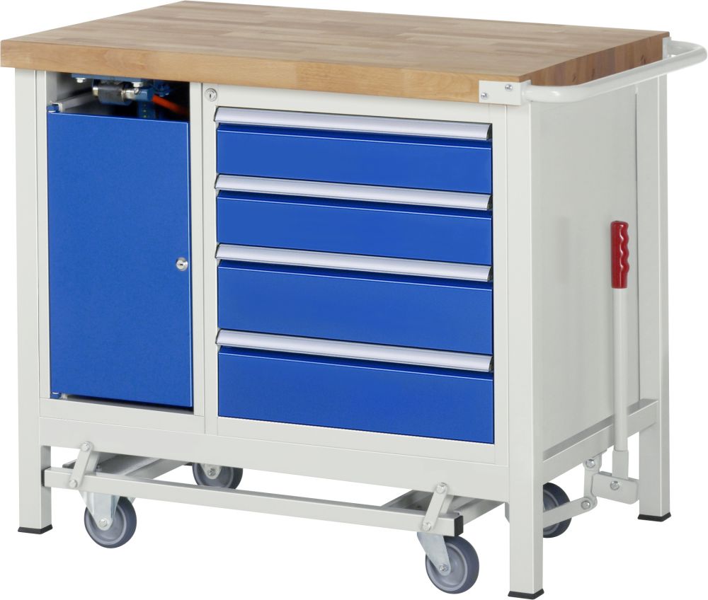 Produktbild RAU Werkbank mit absenkbarem Fahrgestell Modell 8185 B 1250 mm x T 700 mm x H 880 mm bild 5