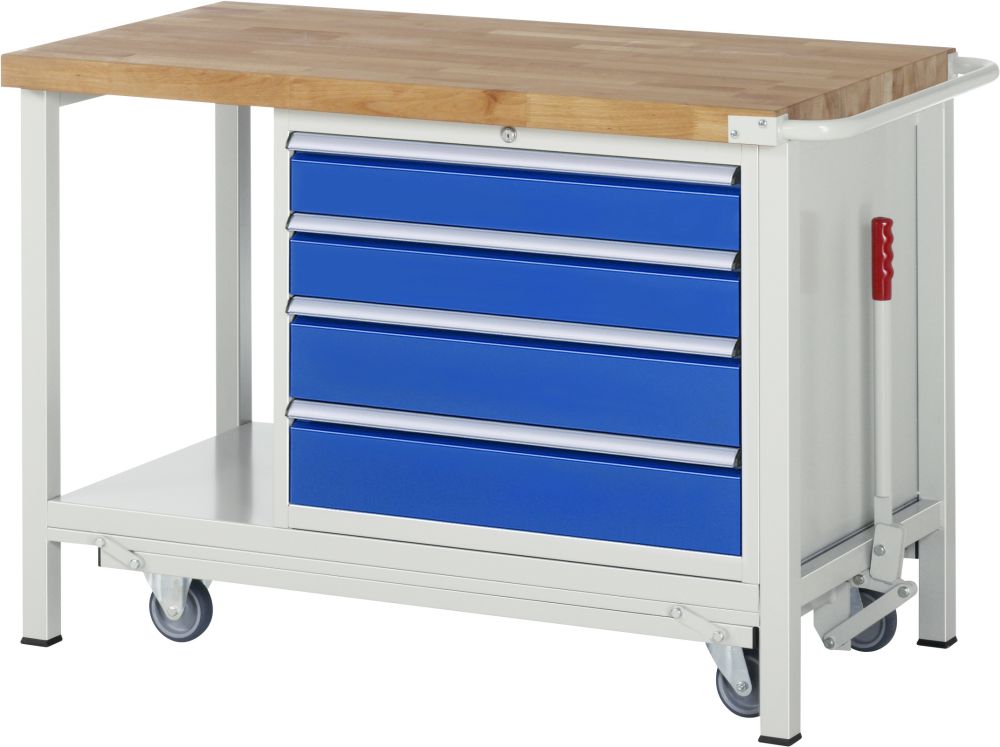 Produktbild RAU Werkbank mit absenkbarem Fahrgestell Modell 8262 B 1250 mm x T 700 mm x H 880 mm bild 1