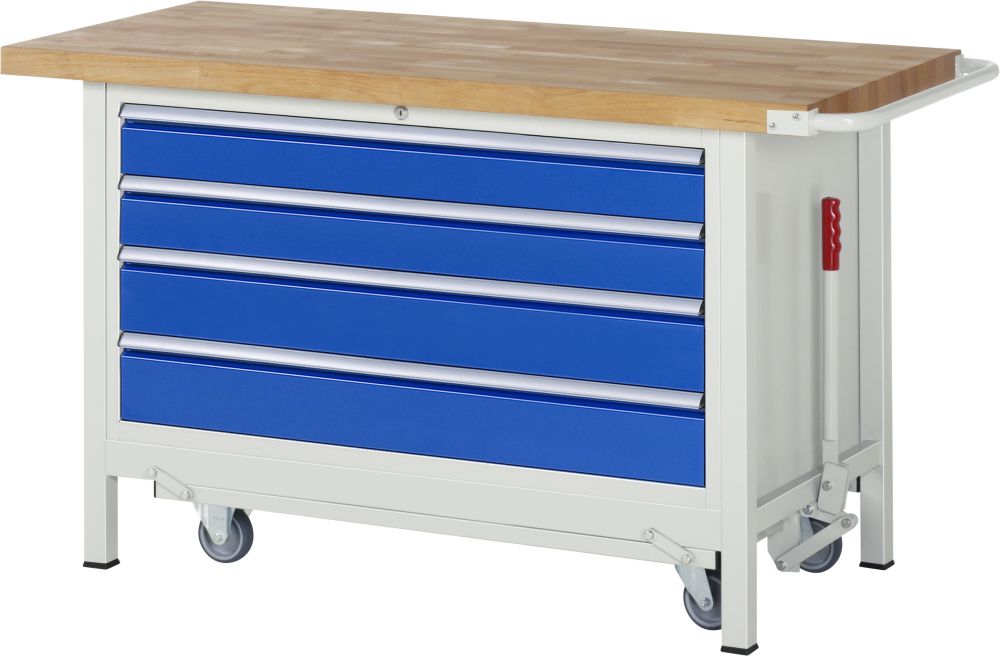 Produktbild RAU Werkbank mit absenkbarem Fahrgestell Modell 8362 B 1500 mm x T 700 mm x H 880 mm bild 1