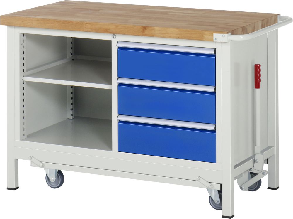 Produktbild RAU Werkbank mit absenkbarem Fahrgestell Modell 8462 B 1250 mm x T 700 mm x H 880 mm bild 1