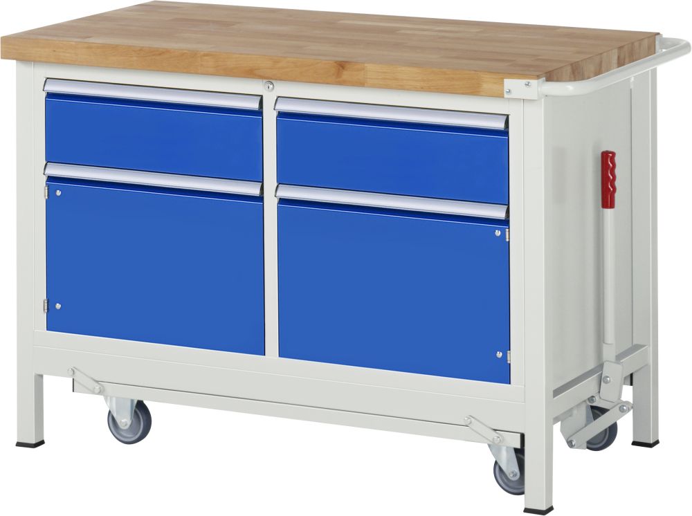 Produktbild RAU Werkbank mit absenkbarem Fahrgestell Modell 8466 B 1250 mm x T 700 mm x H 880 mm bild 1