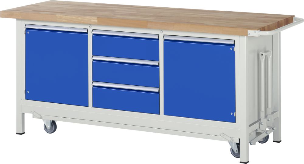 Produktbild RAU Werkbank mit absenkbarem Fahrgestell Modell 8569 B 2000 mm x T 700 mm x H 880 mm