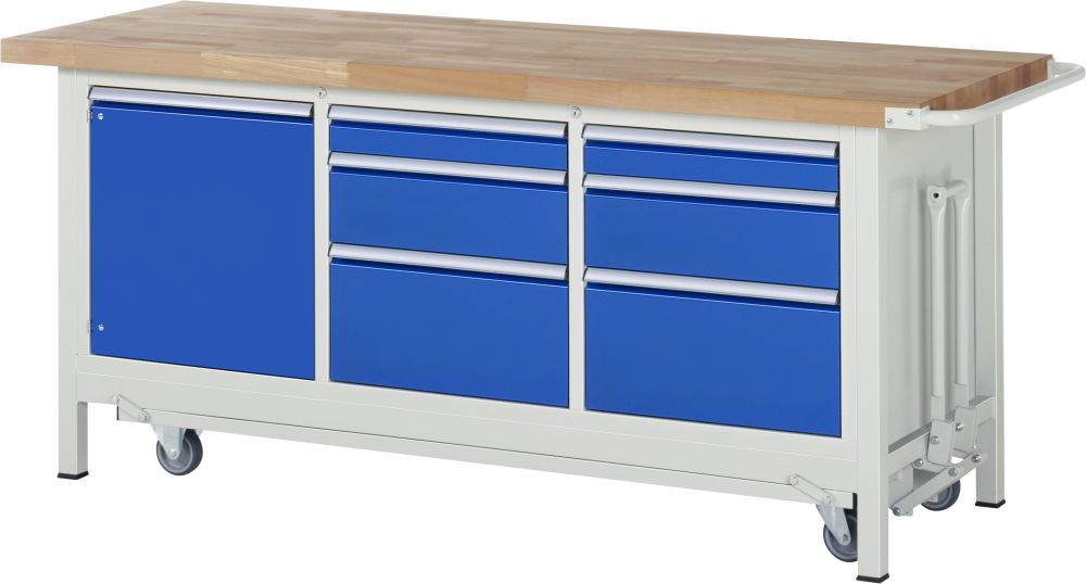 Produktbild RAU Werkbank mit absenkbarem Fahrgestell Modell 8570 B 2000 mm x T 700 mm x H 880 mm