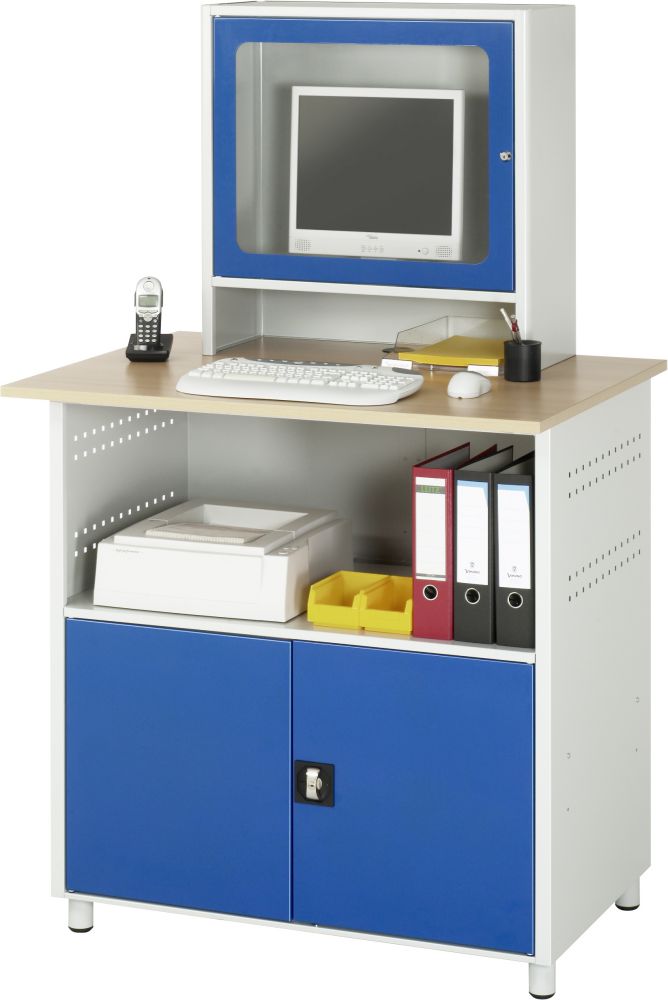 Produktbild RAU Computer-Tisch 1023 B1100 x T800 x H1810 mm, Gestell RAL7035, Ausstatung RAL5010