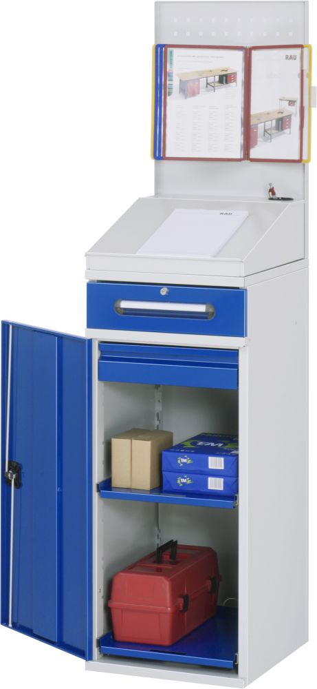 Produktbild RAU Beistellschrank-Stehpult 04 B450 x T520 mm, Gestell RAL7035, Ausstatung RAL5010