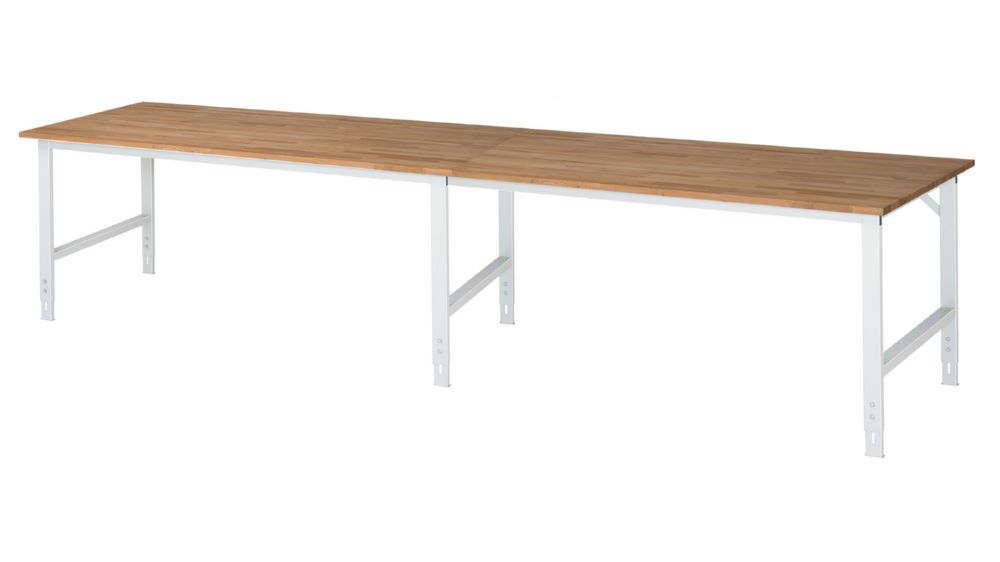 Produktbild Rau Werkbänke Arbeitstisch Tom 4000 x 1000 x 760-1080 mm B-Platte 25 mm RAL 7035