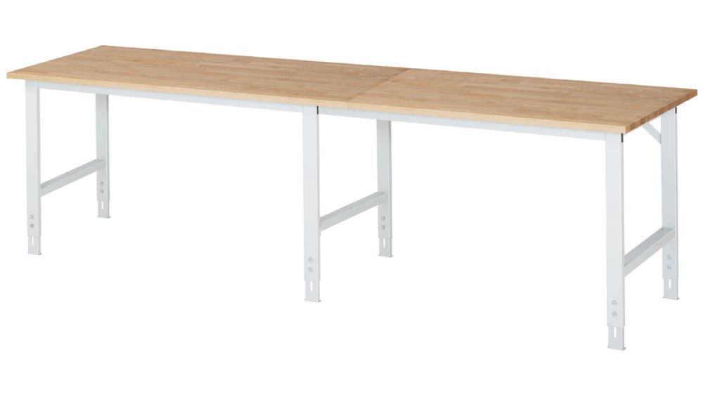 Produktbild Rau Werkbänke Arbeitstisch Tom 3000 x 800 x 760-1080 mm B-Platte 25 mm RAL 7035