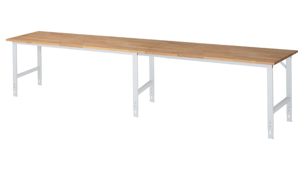 Produktbild Rau Werkbänke Arbeitstisch Tom 4000 x 800 x 760-1080 mm B-Platte 25 mm RAL 7035