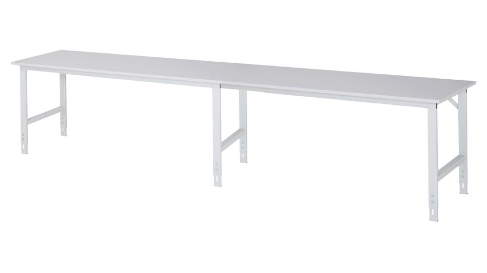 Produktbild Rau Werkbänke Arbeitstisch Tom 4000 x 800 x 760-1080 mm M-Platte 22 mm RAL 7035