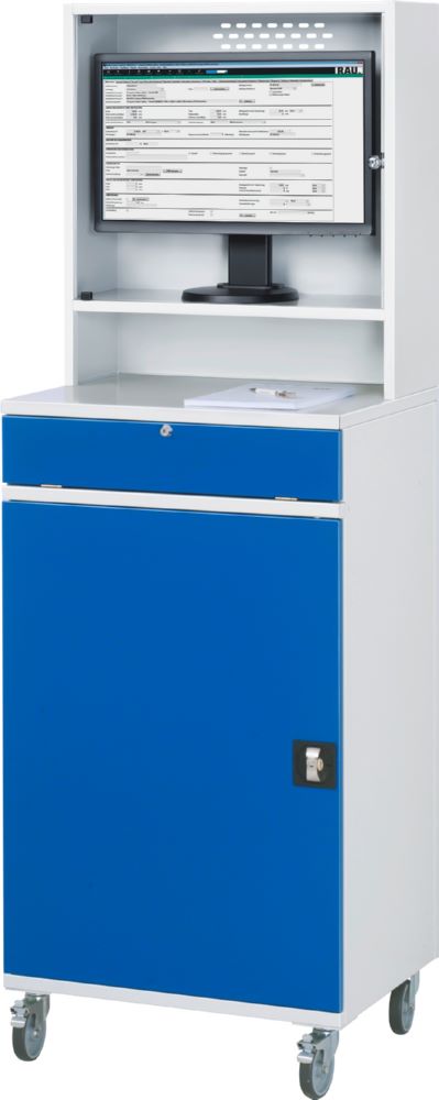Produktbild Computer Schrank 99 mobil 650 x 520 x 1895 mm mit Monitorgehäuse bild 2