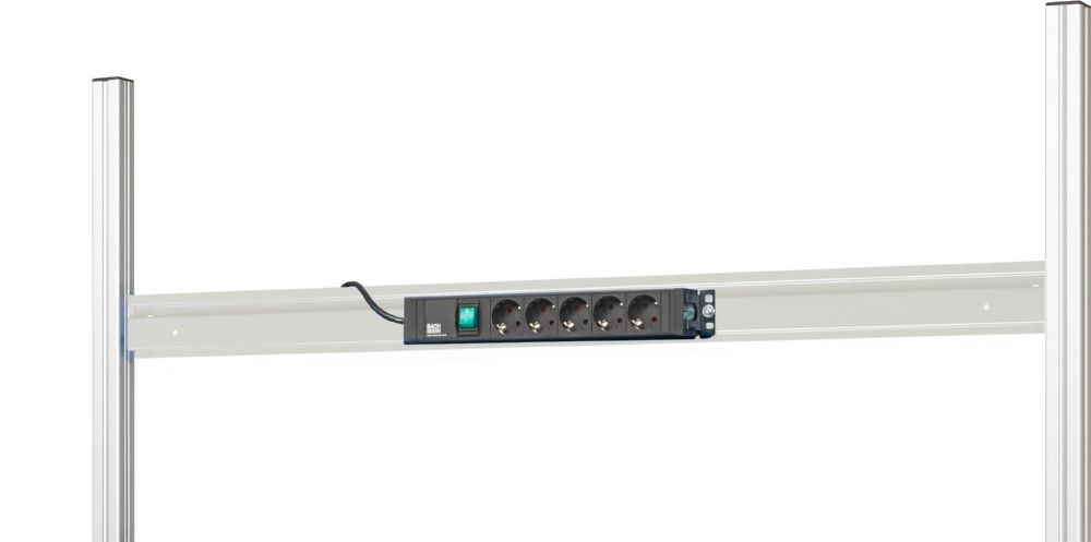 Produktbild Rau Werkbänke Energieleiste mit Halteschiene 2000 x 85 x 80 mm RAL7035