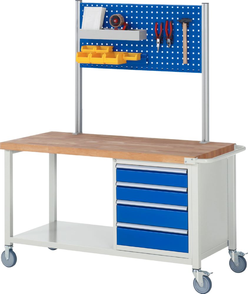 Produktbild Rau Werkbänke Fahrbare Werkbank 8157 1250 x 900 x 880-1080 mm 3x Schubladen
