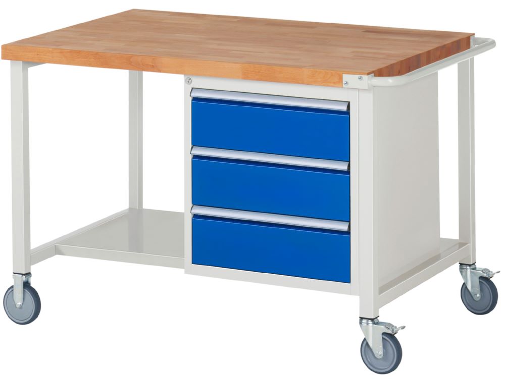 Produktbild Rau Werkbänke Fahrbare Werkbank 8157 1250 x 900 x 880 mm mit 3 Schubladen