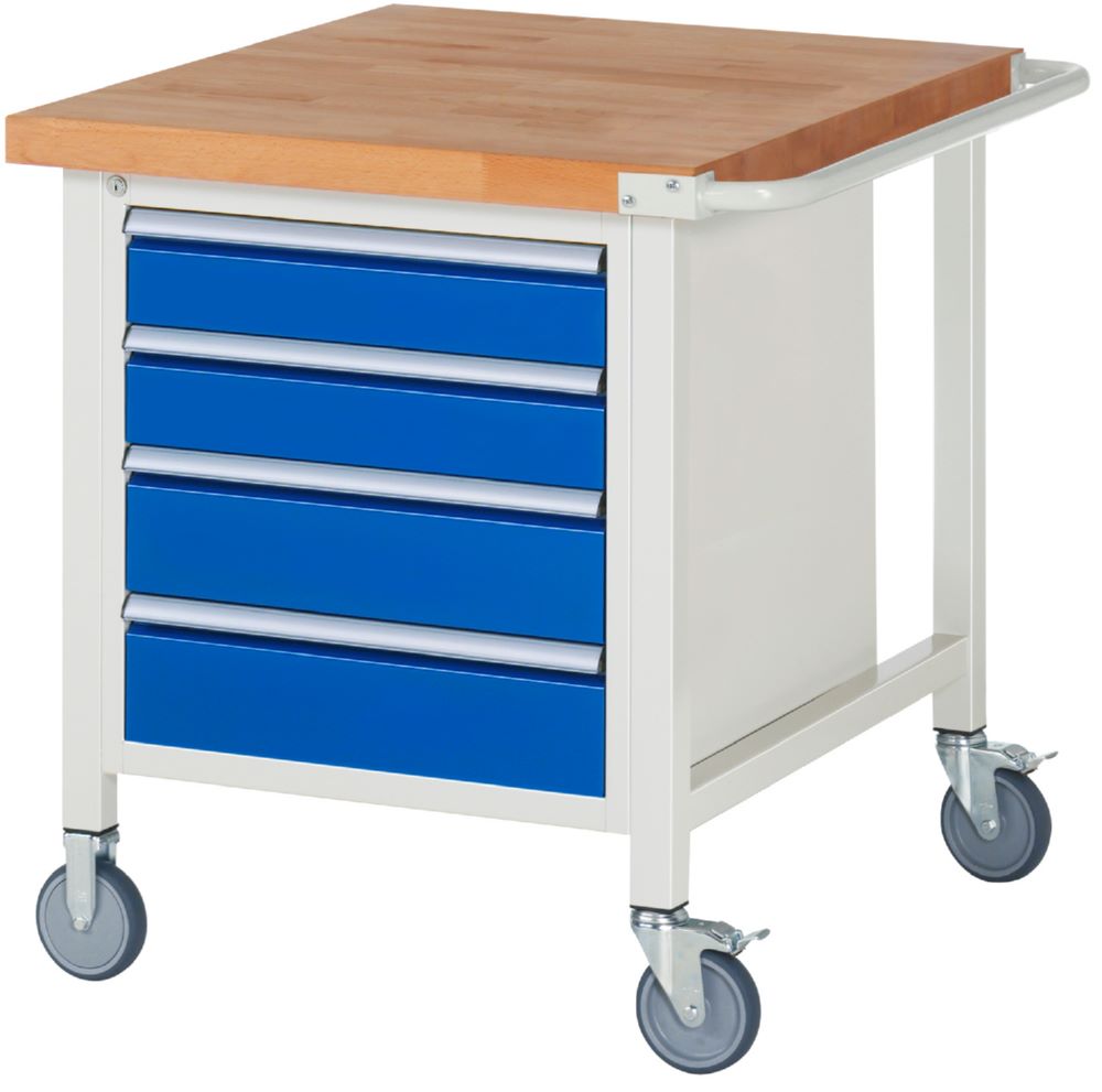 Produktbild Rau Werkbänke Fahrbare Werkbank 8162 750 x 900 x 880 bis 1080 mm mit 4 Schubladen