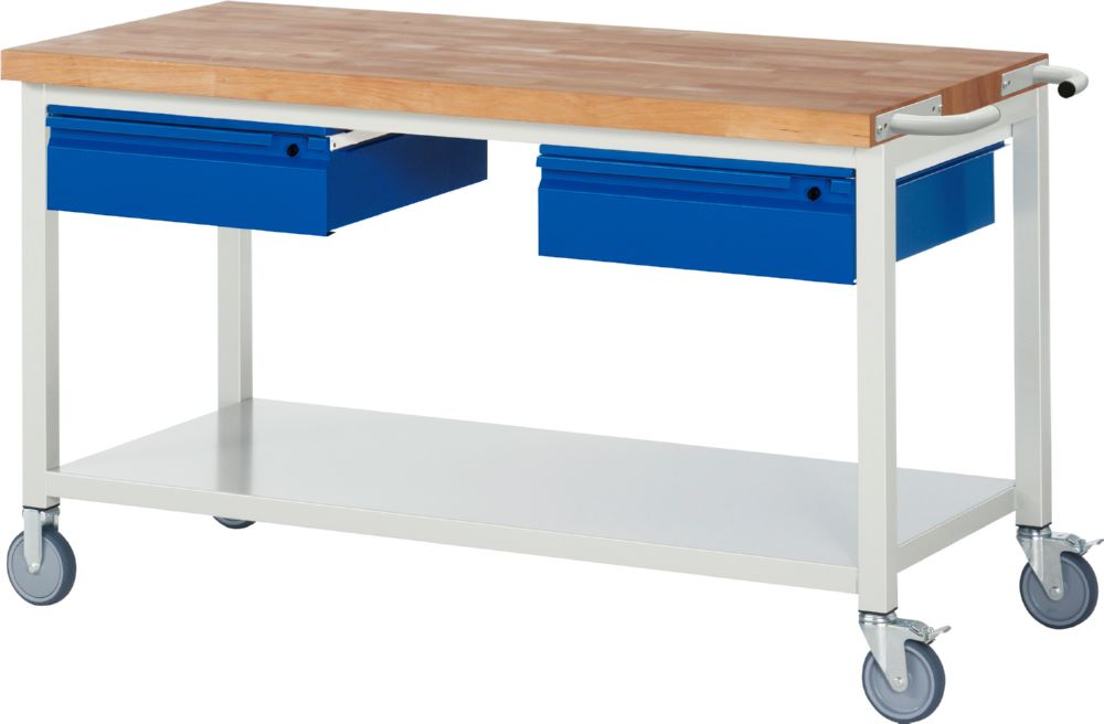 Produktbild Rau Werkbänke Fahrbare Werkbank 8002I6 1500 x 700 x 880 mm Ablageboden Metal mit 2 Schubladen