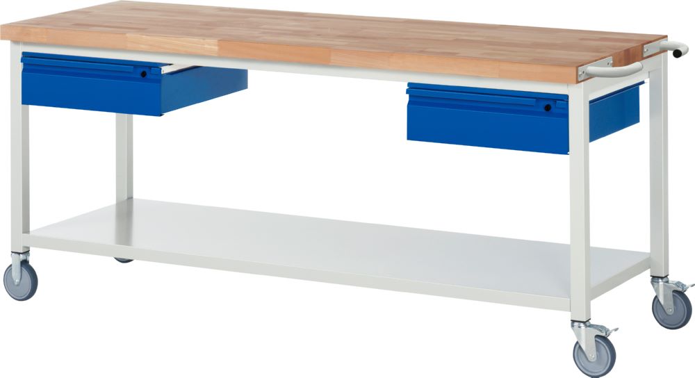 Produktbild Rau Werkbänke Fahrbare Werkbank 8002I6 2000 x 700 x 880 mm Ablageboden Metal mit 2 Schubladen