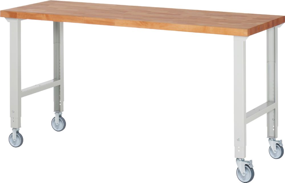 Produktbild Rau Werkbänke Fahrbare Werkbank 7000-1 2000 x 700 x 950-1000 mm Arbeitsplatte 40 mm RAL 7035