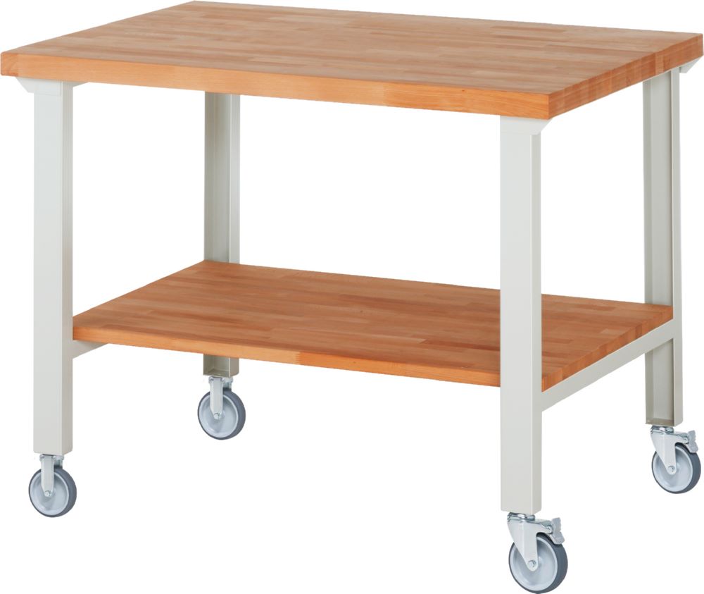 Produktbild Rau Werkbänke Fahrbare Werkbank 7000-7 1250 x 900 x 1000 mm Arbeitsplatte 40 mm RAL 7035