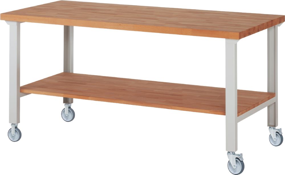 Produktbild Rau Werkbänke Fahrbare Werkbank 7000-7 2000 x 900 x 1000 mm Arbeitsplatte 40 mm RAL 7035