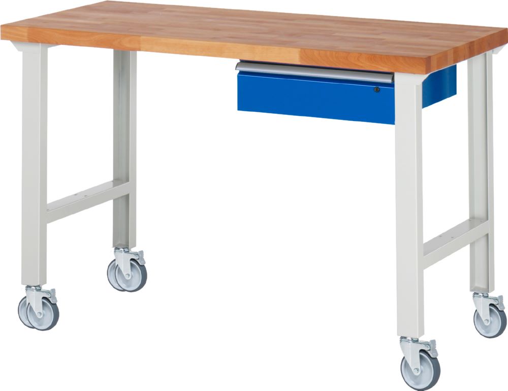 Produktbild Rau Werkbänke Fahrbare Werkbank 7001A1 1500 x 700 x 1000 mm mit 1 Schublade mit 4 Lenkrollen
