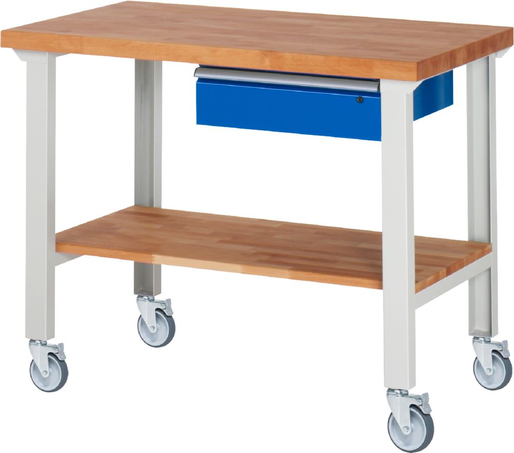 Produktbild Rau Werkbänke Fahrbare Werkbank 7001A7 1250 x 700 x 1000 mm mit 1 Schublade mit 4 Lenkrollen