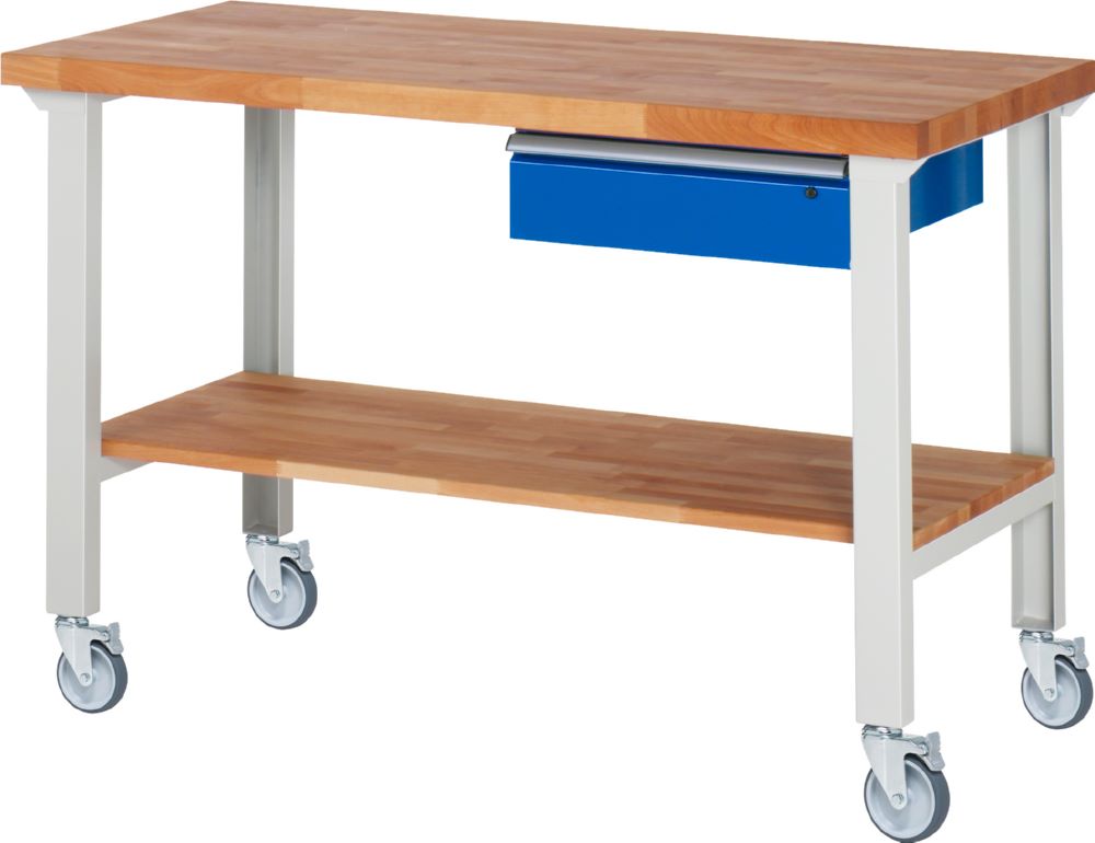 Produktbild Rau Werkbänke Fahrbare Werkbank 7001A7 1500 x 700 x 1000 mm mit 1 Schublade mit 4 Lenkrollen