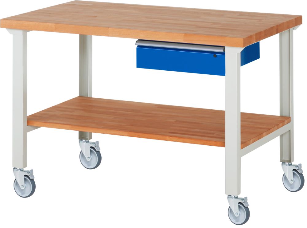 Produktbild Rau Werkbänke Fahrbare Werkbank 7001A7 1500 x 900 x 1000 mm mit 1 Schublade mit 4 Lenkrollen