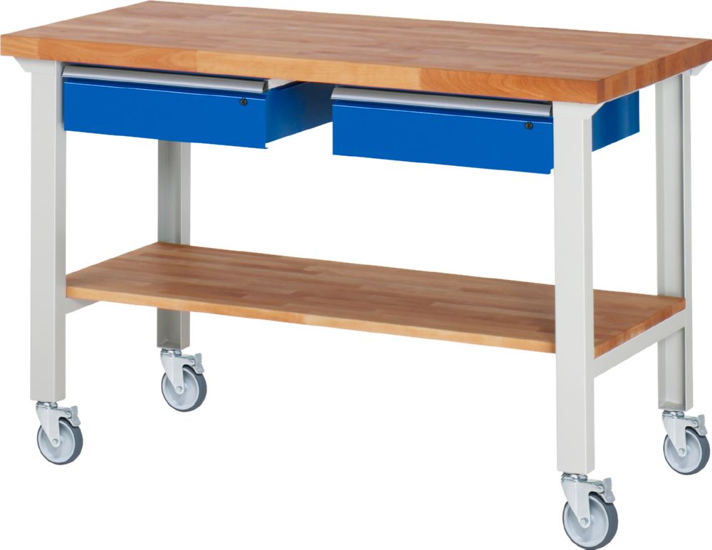 Produktbild Rau Werkbänke Fahrbare Werkbank 7002A7 1500 x 700 x 1000 mm mit 2 Schubladen mit 4 Lenkrollen