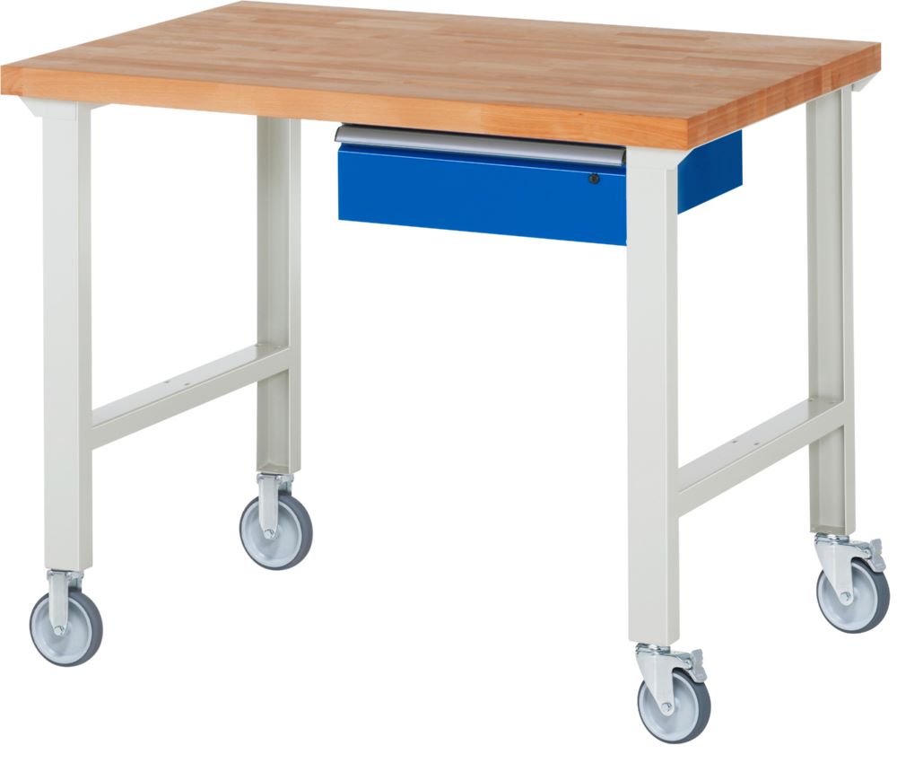 Produktbild Rau Werkbänke Fahrbare Werkbank 7001A1 1250 x 900 x 1000 mm mit 1 Schublade RAL 7035/5010