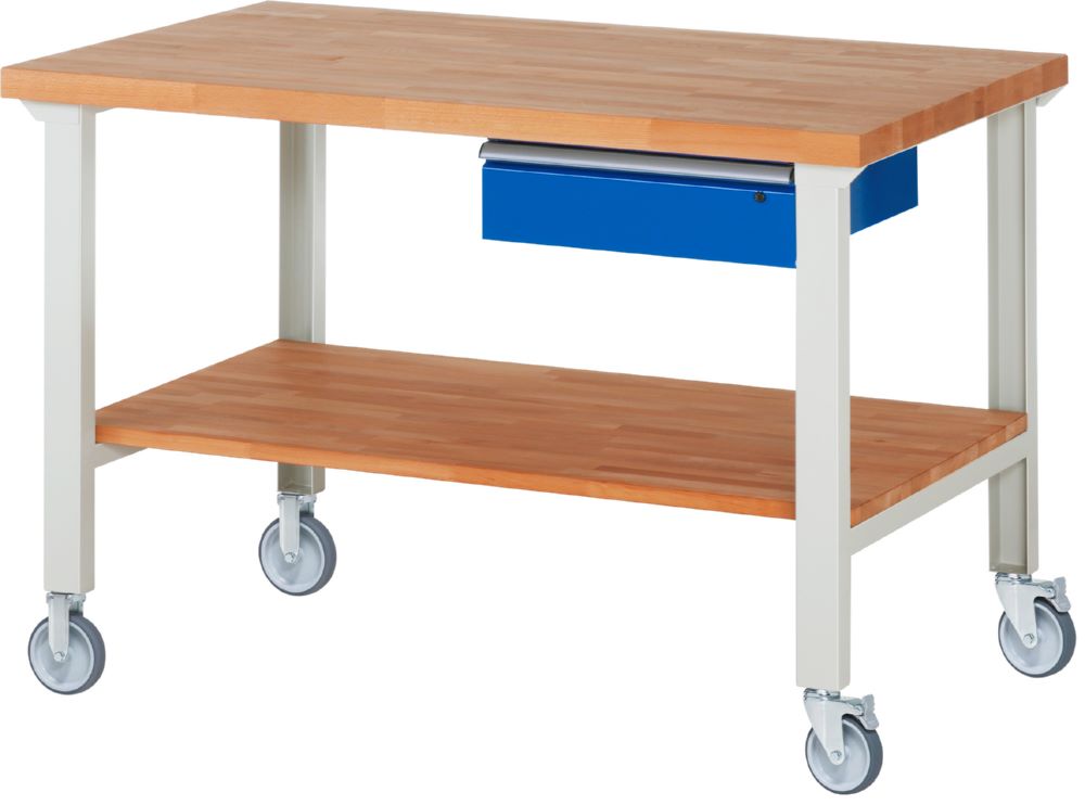 Produktbild Rau Werkbänke Fahrbare Werkbank 7001A7 1500 x 900 x 1000 mm mit 1 Schublade RAL 7035/5010