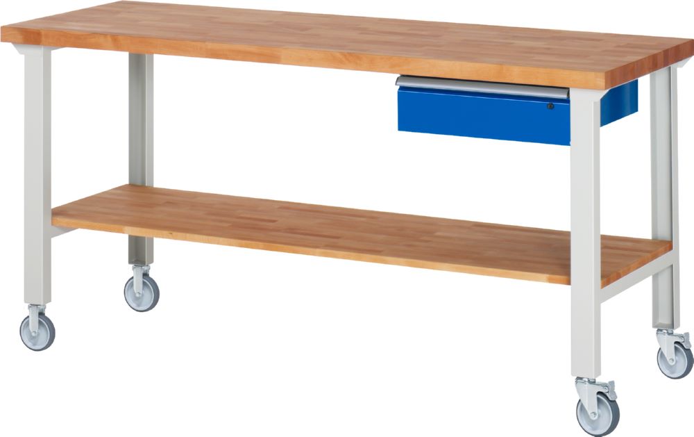 Produktbild Rau Werkbänke Fahrbare Werkbank 7001A7 2000 x 700 x 1000 mm mit 1 Schublade RAL 7035/5010