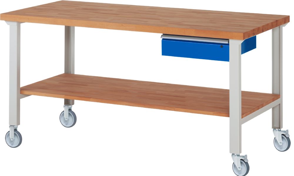 Produktbild Rau Werkbänke Fahrbare Werkbank 7001A7 2000 x 900 x 1000 mm mit 1 Schublade RAL 7035/5010