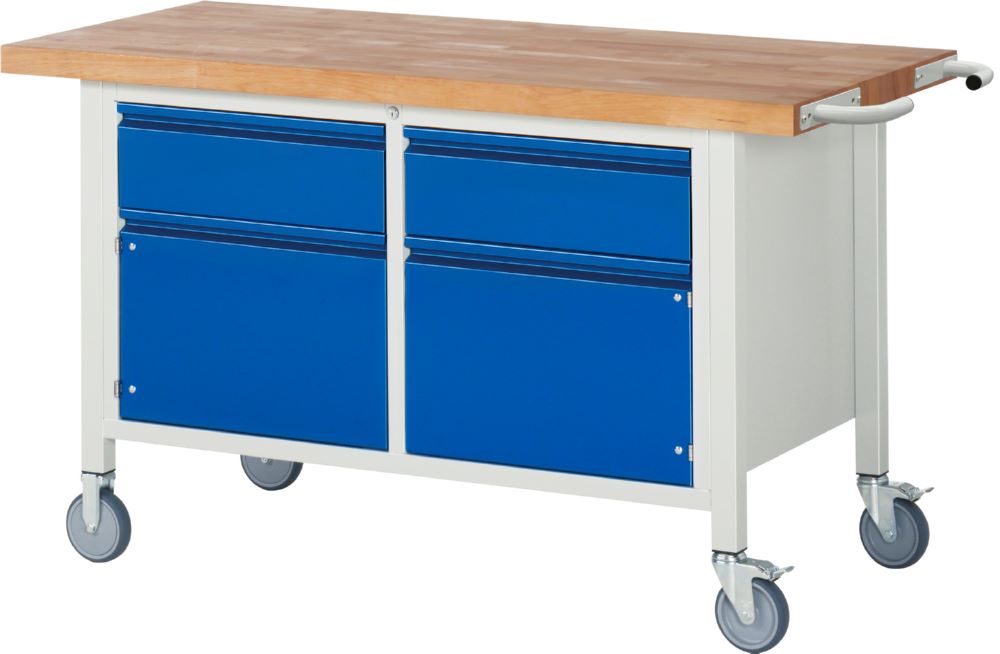 Produktbild Rau Werkbänke Fahrbare Werkbank 8466I2 1500 x 700 x 880 mm mit 2 Schubladen und 2 Türen