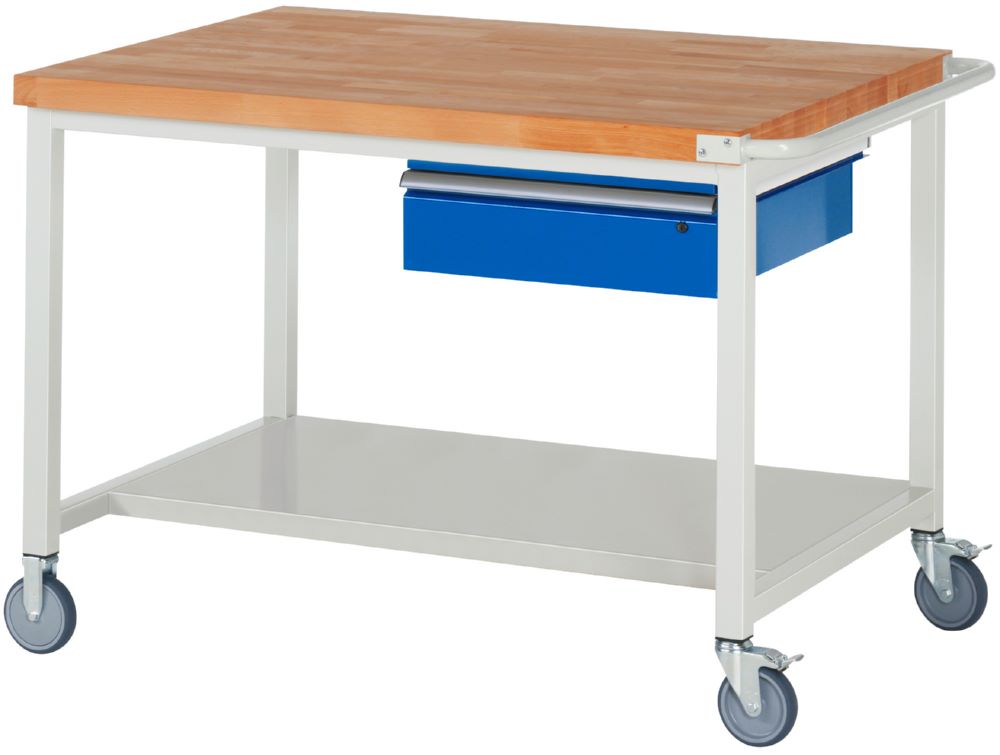 Produktbild RAU Fahrbare Werkbank 8000 - Modell 8001 Arbeitstisch Breite 1250 mm mit Ablageboden
