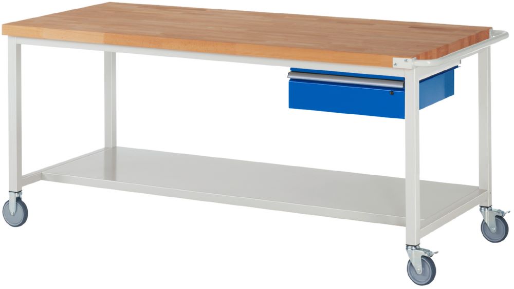 Produktbild RAU Fahrbare Werkbank 8000 - Modell 8001 Arbeitstisch Breite 2000 mm mit Ablageboden