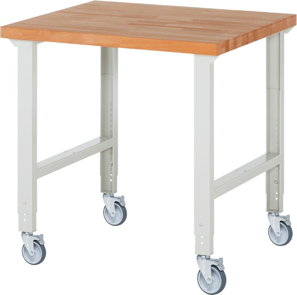 Produktbild Rau Werkbänke Fahrbare Werkbank 7000-1 1000 x 900 x 950-1000 mm RAL 7035 mit 4 Lenkrollen