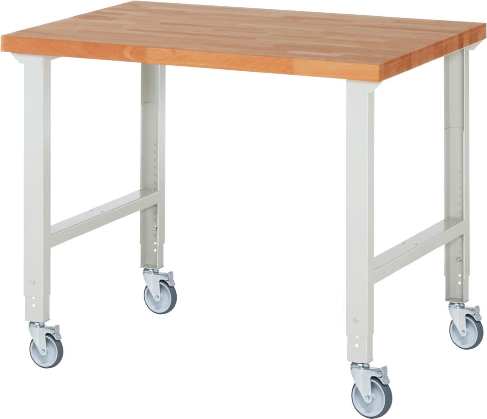 Produktbild Rau Werkbänke Fahrbare Werkbank 7000-1 1250 x 900 x 950-1000 mm RAL 7035 mit 4 Lenkrollen