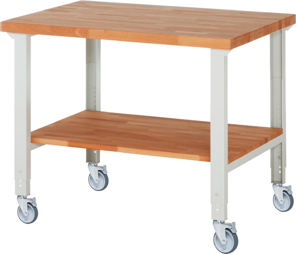 Produktbild Rau Werkbänke Fahrbare Werkbank 7000-7 1250 x 900 x 950-1000 mm RAL 7035 mit 4 Lenkrollen