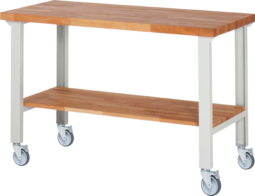 Produktbild Rau Werkbänke Fahrbare Werkbank 7000-7 1500 x 700 x 1000 mm RAL 7035 mit 4 Lenkrollen