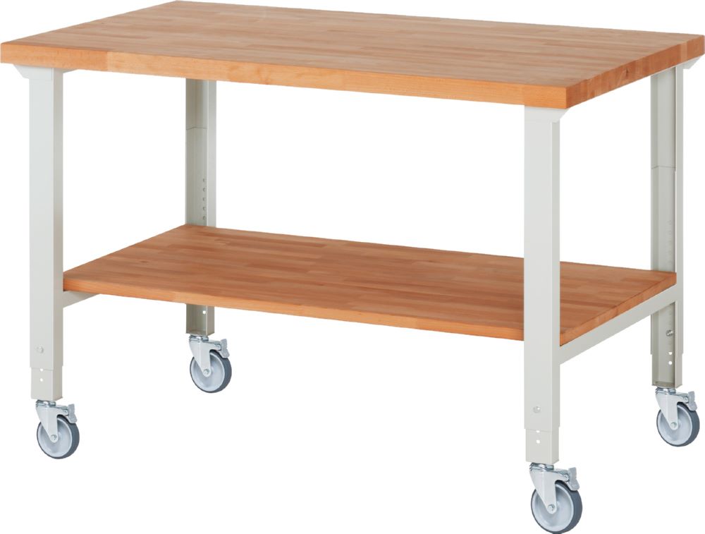 Produktbild Rau Werkbänke Fahrbare Werkbank 7000-7 1500 x 900 x 950-1000 mm RAL 7035 mit 4 Lenkrollen