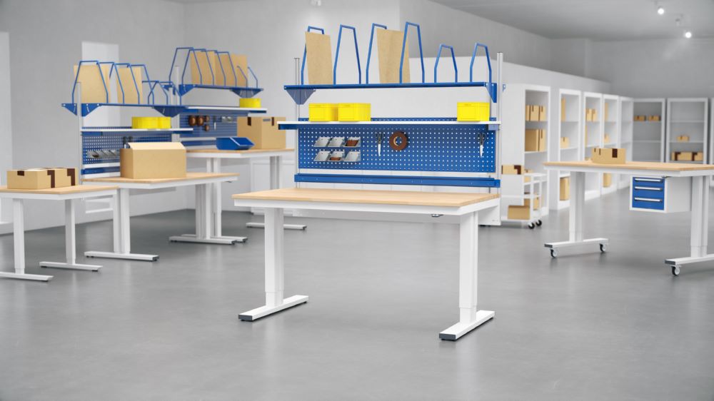 Produktbild Fahrbarer Arbeitstisch adlatus 1250 x 800 x 855-1255 mm Buche 150 kg bild 6