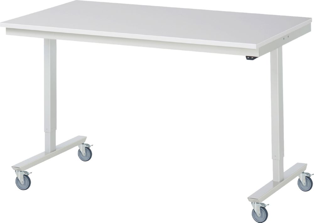 Produktbild Rau Werkbänke Fahrbarer Arbeitstisch adlatus 1500 x 800 x 855-1252 mm Melaminharz 150 kg