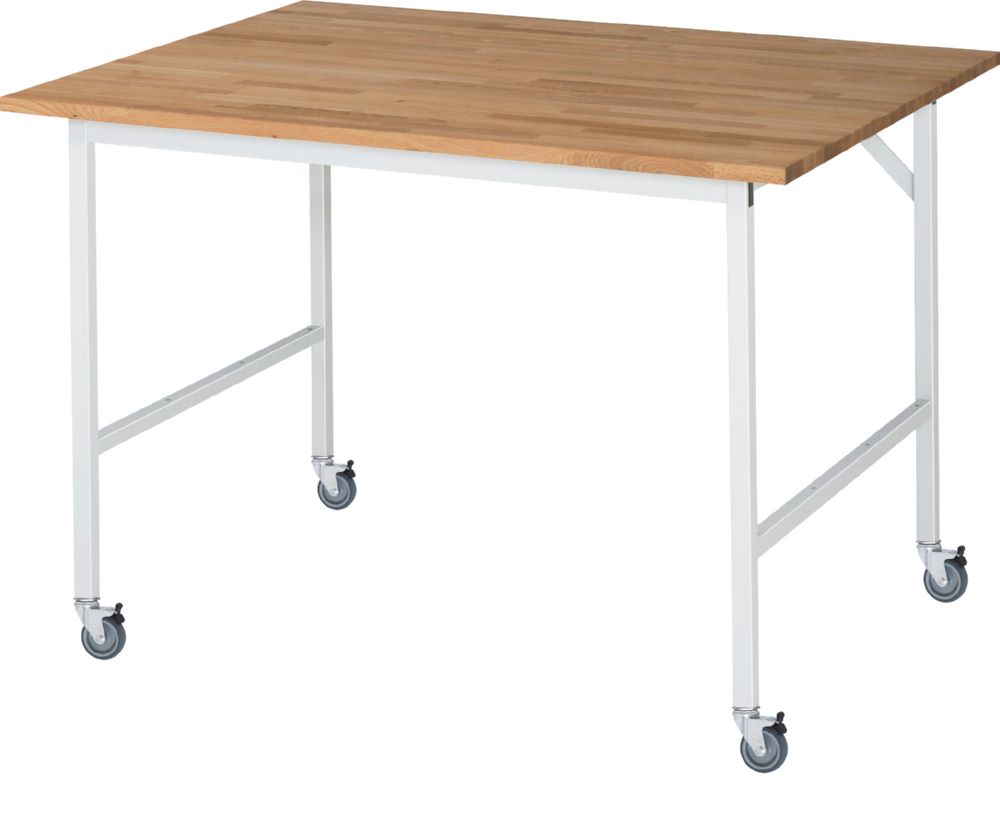 Produktbild Rau Werkbänke Fahrbarer Arbeitstisch Jerry 1250 x 1000 x 900 mm Platte 25 mm mit 4 Lenkrollen