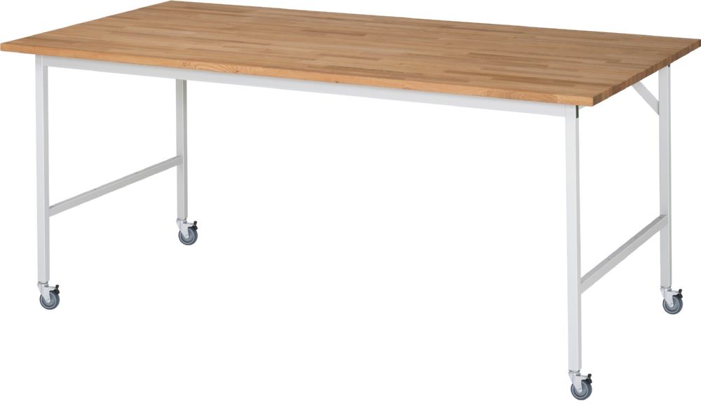 Produktbild Rau Werkbänke Fahrbarer Arbeitstisch Jerry 2000 x 1000 x 900 mm Platte 25 mm mit 4 Lenkrollen